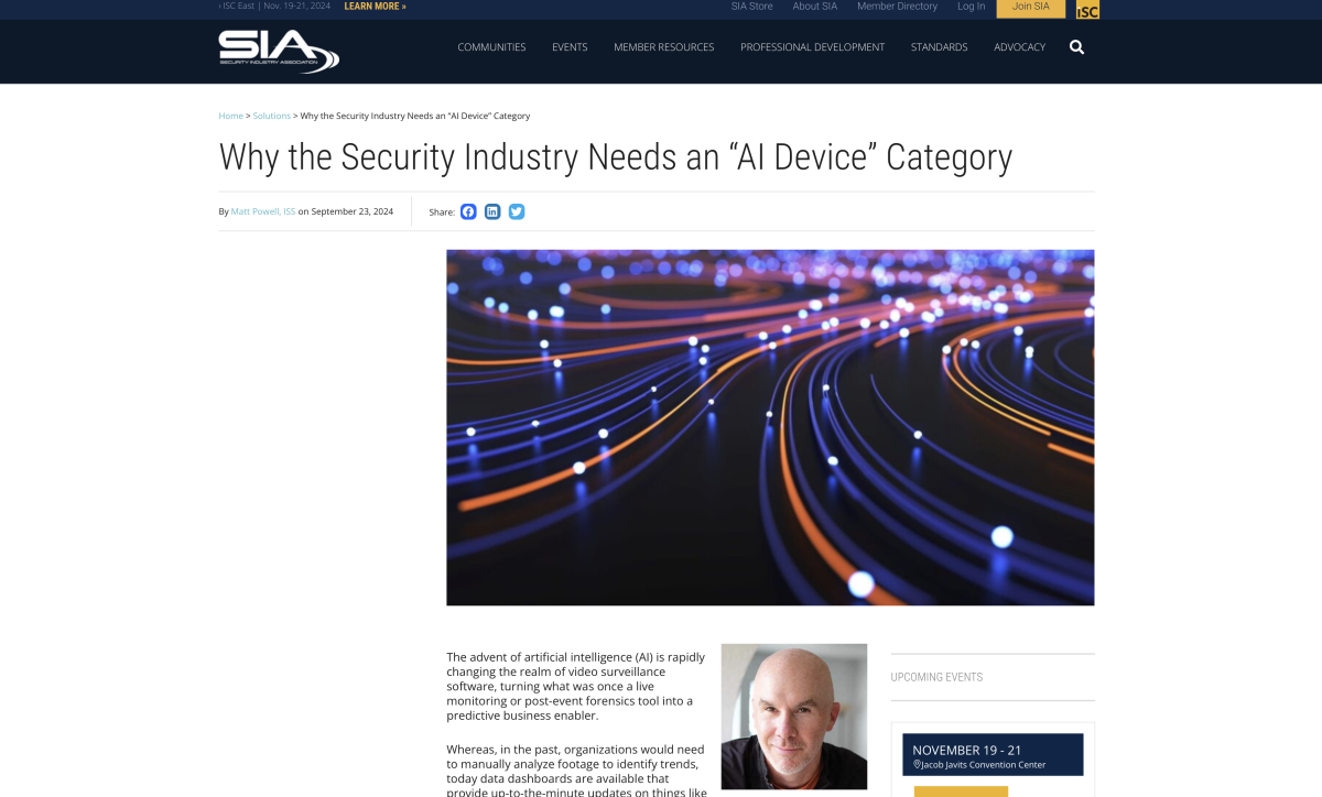 Why the Security Industry Needs an “AI Device” Category